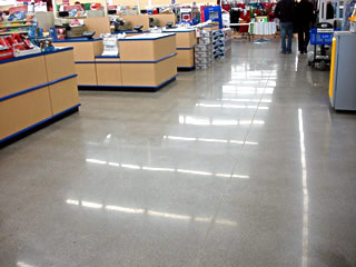 Polished concrete floor in a commercial application